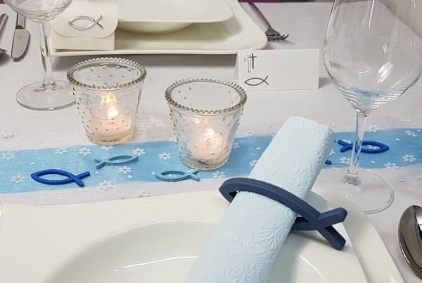 große, blaue Fische aus Holz - Serviettenhalter - 4