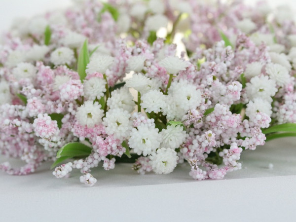 Blumendeko, ein Kranz aus Schleierkraut/Gypsophila in Rosa - 2