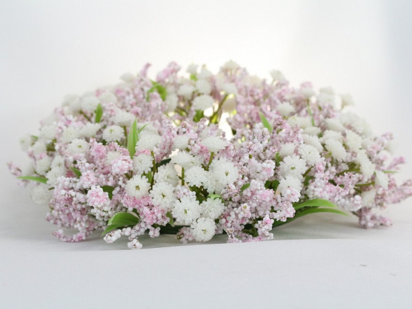 Blumendeko, ein Kranz aus Schleierkraut/Gypsophila in Rosa - 3
