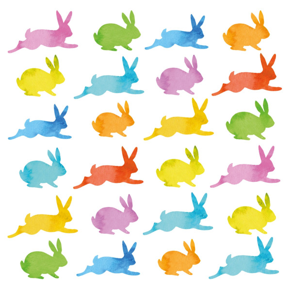 Servietten "Aquarellhasen" mit bunten Hasen als Osterdeko