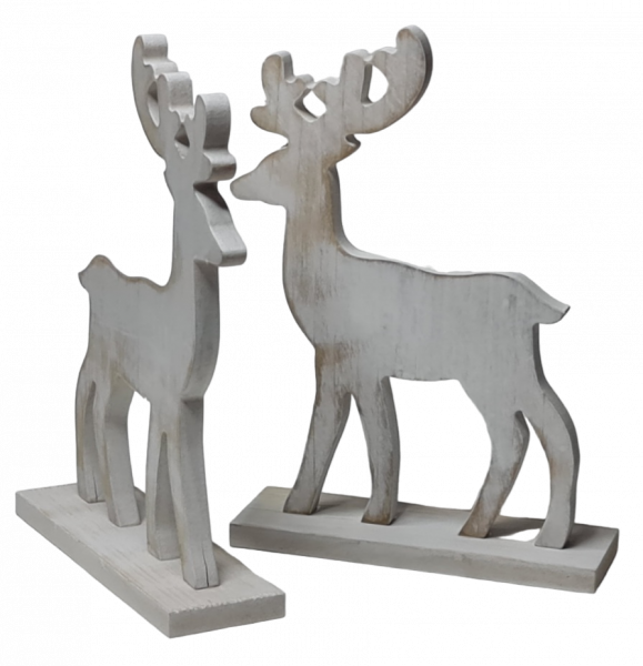 Hirsch in Shabby-Look aus Holz, 20 cm - 2 Hirsch in Shabby-Look aus Holz, 20 cm - 2