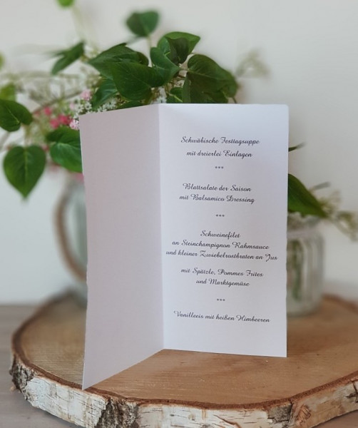 Bedruckung der Menükarten direkt in die Karte 1