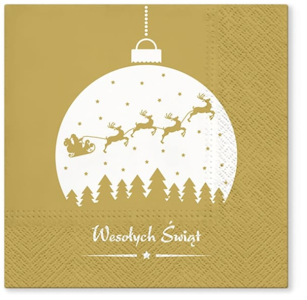 Weihnachtsservietten "Wishes on bauble gold" - wesolych swiat Weihnachtsservietten "Wishes on bauble gold" - wesolych swiat