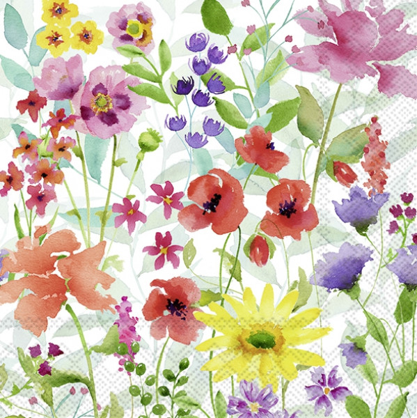 Sommerservietten "Sommerblumen" - Aquarell-Farben Sommerservietten "Sommerblumen" - Aquarell-Farben