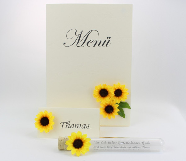 Menükarte mit Sonnenblumen 3
