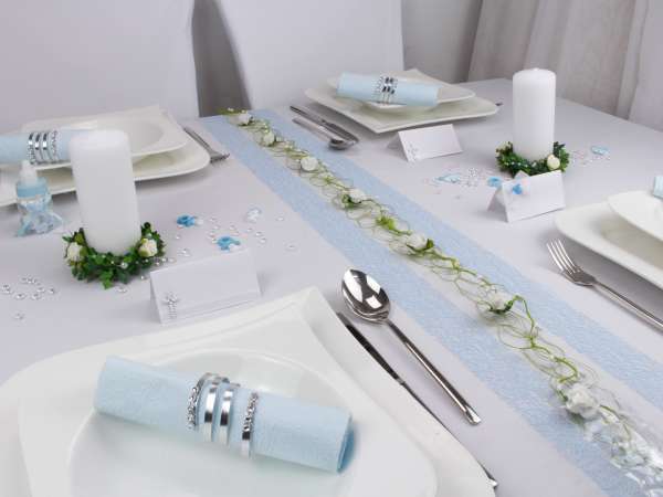 Drahttischläufer, Rosenbeerenband, Creme/Weiß