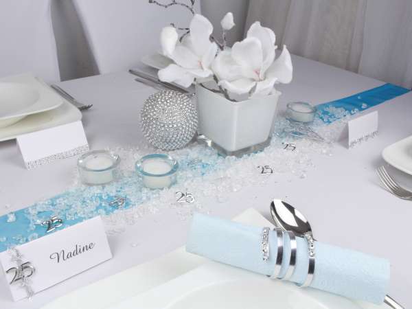 Silberhochzeit - Tischkarte 25 mit Dekoband 5
