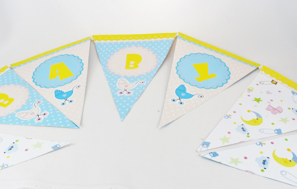 Wimpel-Girlande - zur Taufe, Babyshower - 2