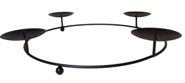 Kerzenhalter, Kerzenkranz mit 4 Kerzentellern in der Farbe Schwarz - 3 Kerzenhalter, Kerzenkranz mit 4 Kerzentellern in der Farbe Schwarz - 3