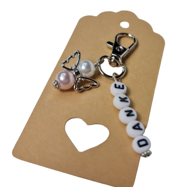 Gastgeschenk, Anhänger - mit einem kleinen Schutzengel in der Farbe Zartrosa und dem Wort "Danke" - 2 Gastgeschenk, Anhänger - mit einem kleinen Schutzengel in der Farbe Zartrosa und dem Wort "Danke" - 2