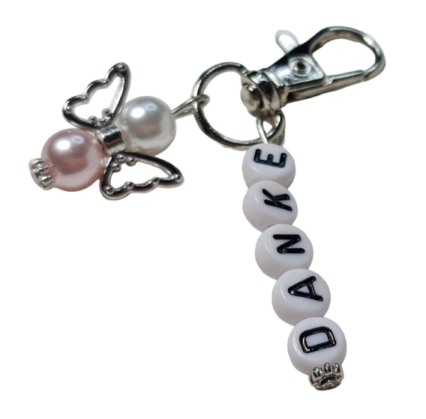Gastgeschenk, Anhänger - mit einem kleinen Schutzengel in der Farbe Zartrosa und dem Wort "Danke" - 4 Gastgeschenk, Anhänger - mit einem kleinen Schutzengel in der Farbe Zartrosa und dem Wort "Danke" - 4