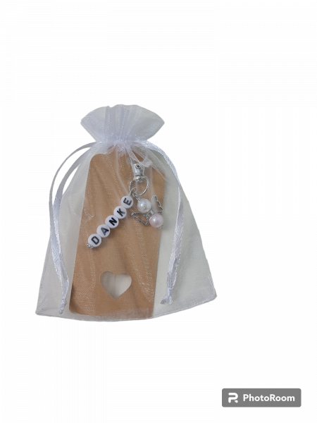 Gastgeschenk, Anhänger - mit einem kleinen Schutzengel in der Farbe Zartrosa und dem Wort "Danke" - 6 Gastgeschenk, Anhänger - mit einem kleinen Schutzengel in der Farbe Zartrosa und dem Wort "Danke" - 6