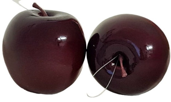 Apfel aus Kunststoff in der Farbe Bordeaux, hochglänzend Apfel aus Kunststoff in der Farbe Bordeaux, hochglänzend