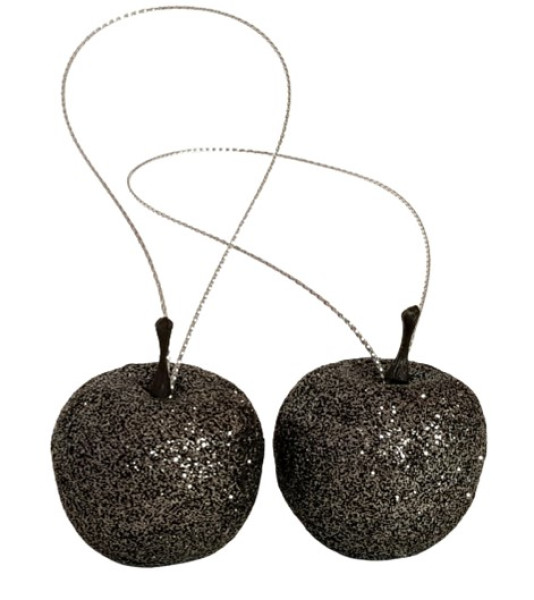 Streudeko, Dekoartikel - 3 kleine Glitzeräpfel in der Farbe schwarz - 1 Streudeko, Dekoartikel - 3 kleine Glitzeräpfel in der Farbe schwarz - 1