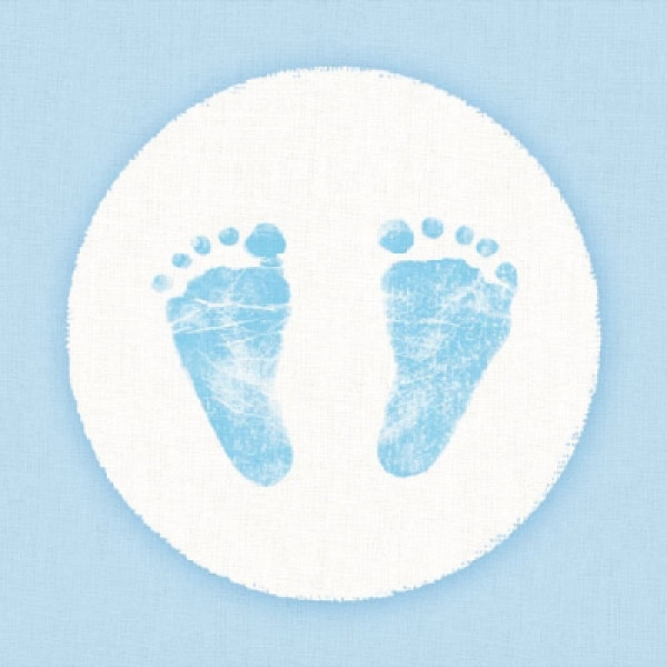 Servietten zur Geburt und Taufe, Babyfüßchen, Blau Servietten zur Geburt und Taufe, Babyfüßchen, Blau