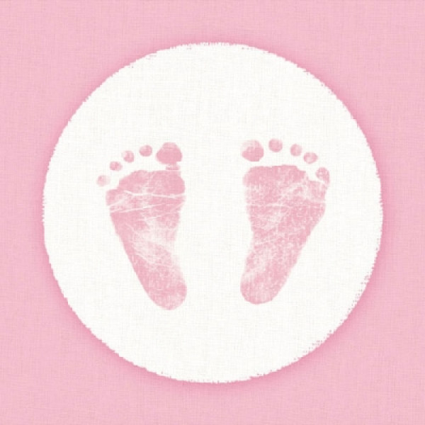 Servietten zur Geburt und Taufe, Babyfüsschen in Rosa