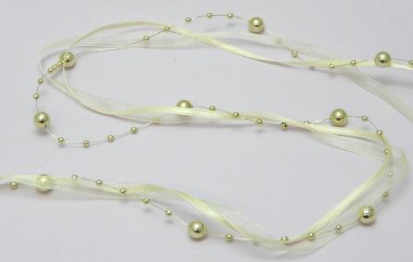 Band mit Satin, Organza und Perlen silber oder gold 4