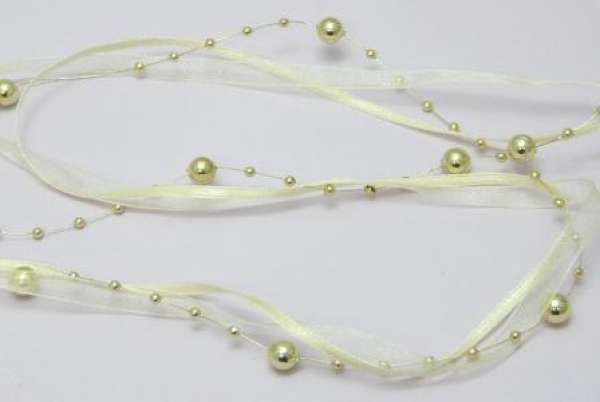 Band mit Satin, Organza und Perlen silber oder gold 5