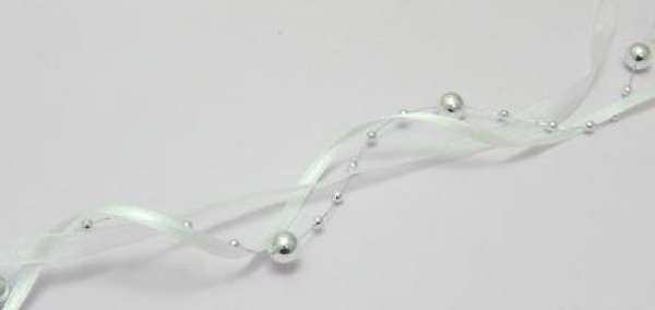 Band mit Satin, Organza und Perlen silber oder gold 2
