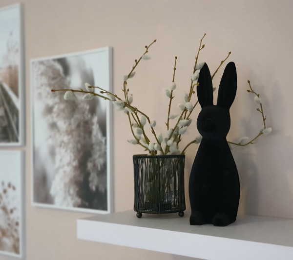 Osterdeko - ein Hase in der Farbe Schwarz oder Grau, 30 cm groß - 2