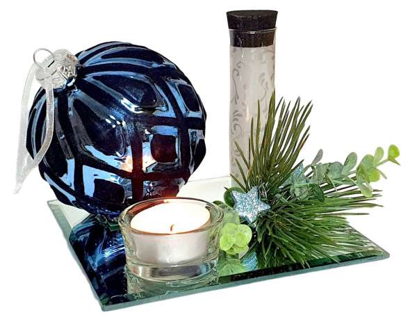 Weihnachtliches Geldgeschenk Teelichthalter "Blue Pearl" - 2 Weihnachtliches Geldgeschenk Teelichthalter "Blue Pearl" - 2