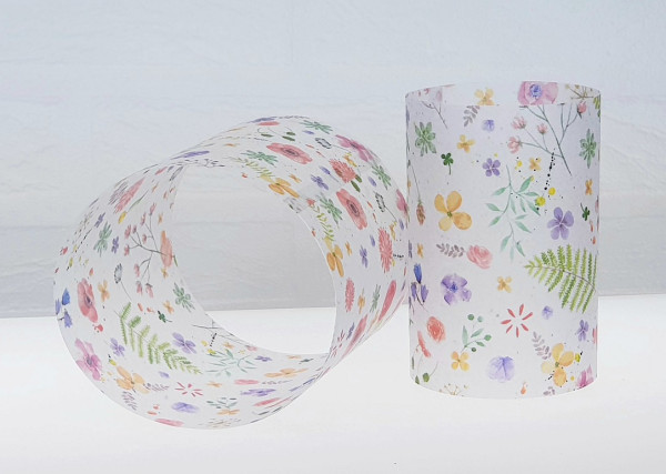 Pergament-Windlicht, Tischlicht mit bunten Blumen - 2 Pergament-Windlicht, Tischlicht mit bunten Blumen - 2