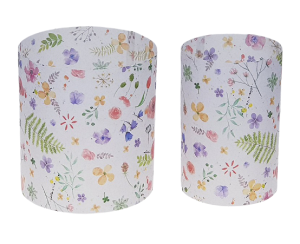 Pergament-Windlicht, Tischlicht mit bunten Blumen - 1 Pergament-Windlicht, Tischlicht mit bunten Blumen - 1
