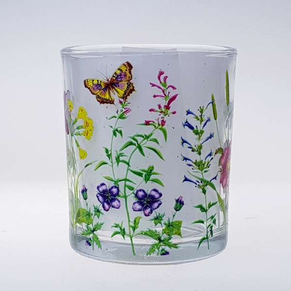 Windlichtglas mit bunten Blumen - 4 Windlichtglas mit bunten Blumen - 4