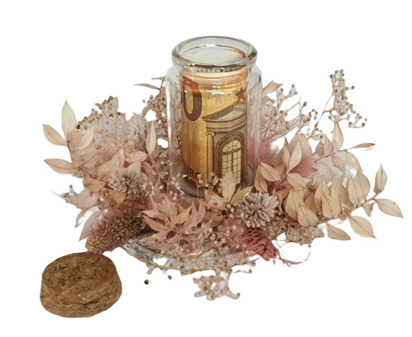 Geldgeschenk mit Trockenblumen im Bohostyle in der Farbe Zartrosa - 2