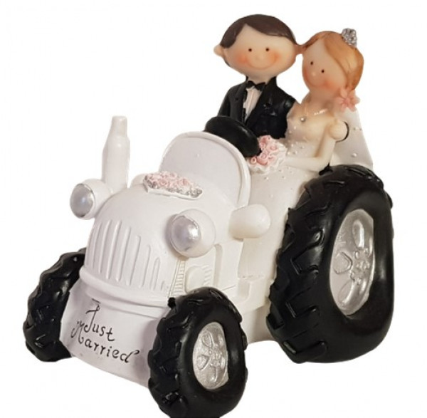 Tortenfigur Hochzeitspärchen auf dem Traktor - 1