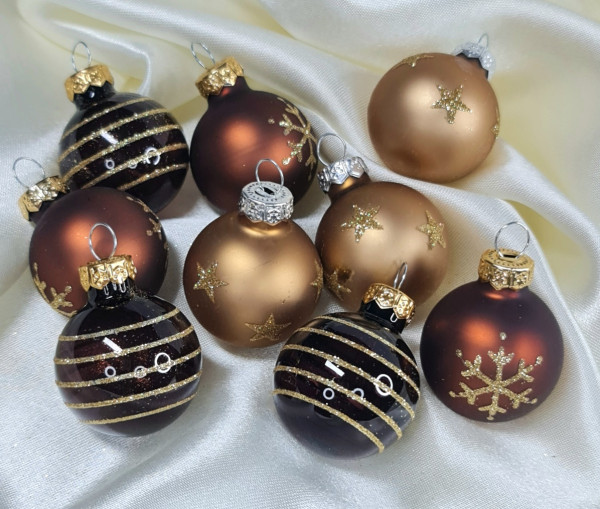 Kleine Glaskugeln Bronze/Gold - Weihnachtsdeko und zu Advent - 2 Kleine Glaskugeln Bronze/Gold - Weihnachtsdeko und zu Advent - 2