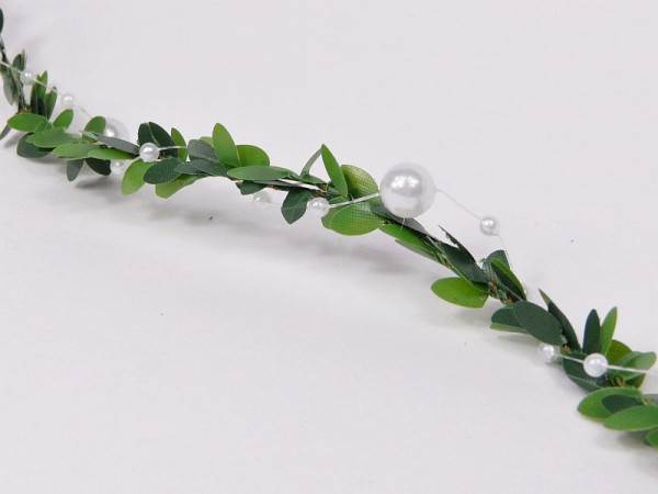 Tischgirlande - flexible Girlande aus Kunst-Buchs mit Perlen 3