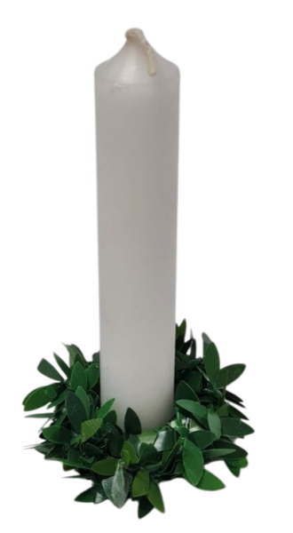 Kleiner Kerzenring aus Buchsblättern für Kerzen bis 2,5 cm Durchmesser - 1