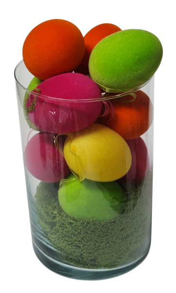 bunte ostereier in einer Glasvase