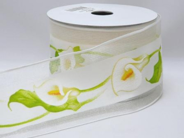 Tischbänder, Tischdekoration - Band Calla mit Satinstreifen 4