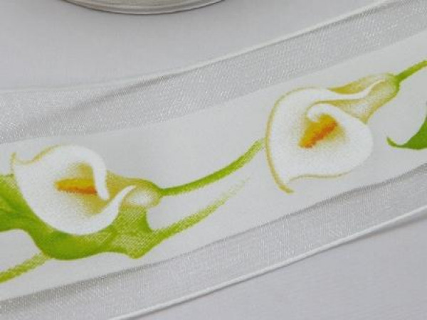 Tischbänder, Tischdekoration - Band Calla mit Satinstreifen 3