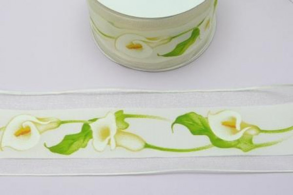 Tischbänder, Tischdekoration - Band Calla mit Satinstreifen 2