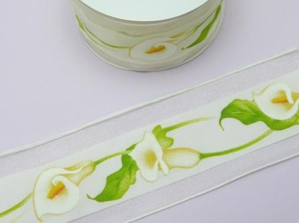 Tischbänder, Tischdekoration - Band Calla mit Satinstreifen 1