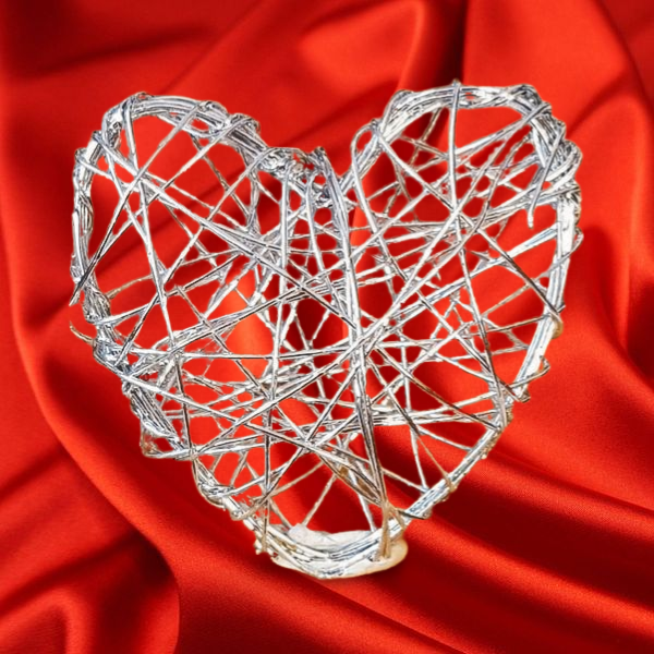 Streudeko - Herzen aus Silberdraht zum Streuen, 4 cm - 3