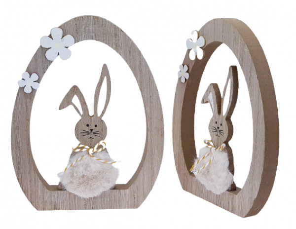 Aufsteller zu Ostern - ein Hase aus Holz im Ei - 2