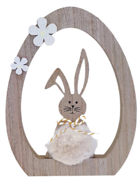 Aufsteller zu Ostern - ein Hase aus Holz im Ei - 1