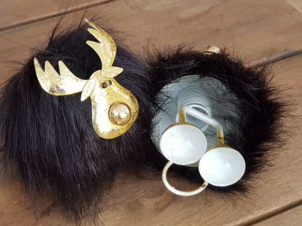 Wackel-Elch mit schwarzem Fell, 12 cm - 3 Wackel-Elch mit schwarzem Fell, 12 cm - 3