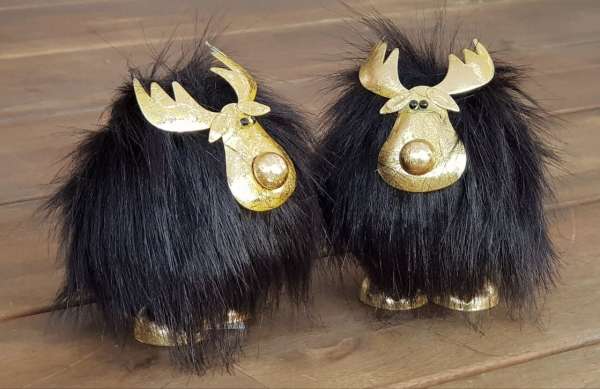 Wackel-Elch mit schwarzem Fell, 12 cm - 2 Wackel-Elch mit schwarzem Fell, 12 cm - 2