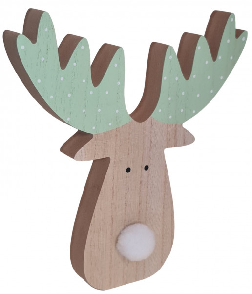 Rentierkopf aus Holz, 21 cm - schöne Holzdeko - 1 Rentierkopf aus Holz, 21 cm - schöne Holzdeko - 1