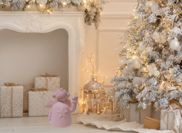 zauberhafte, winkende Weihnachtsmann, Wichtel in Rosa