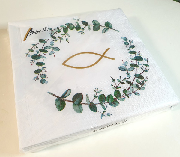 Servietten mit einem Kranz aus Eukalyptus-Zweigen in Boho-Style - 2 Servietten mit einem Kranz aus Eukalyptus-Zweigen in Boho-Style - 2