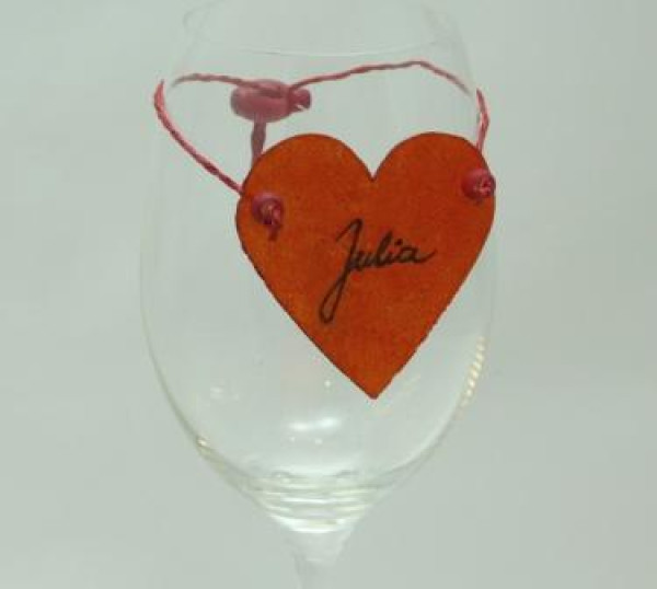 Gastgeschenk, Tischkarte Glas-Anhänger Herz. Tischdeko-online 3