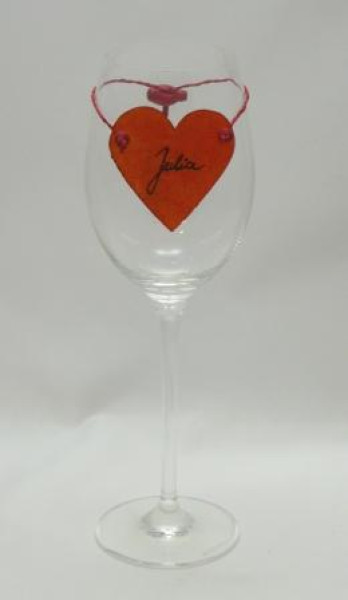 Gastgeschenk, Tischkarte Glas-Anhänger Herz. Tischdeko-online 2