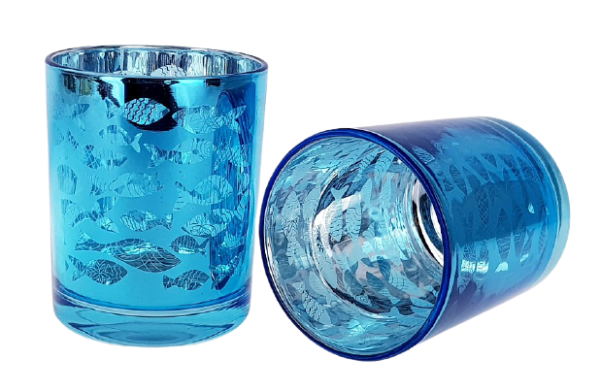 Blaues Windlicht mit Fischen - 2 Blaues Windlicht mit Fischen - 2