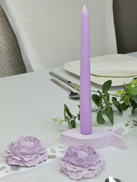 Rose aus Gips in Flieder oder Rosa, 8 x 3 cm - 2 Rose aus Gips in Flieder oder Rosa, 8 x 3 cm - 2